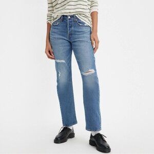 Levi’s wedgie straight fringe distressed denim jeans Sz 26